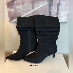 New Alfani Black Suede Boots Size 8.5